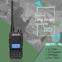 Retevis RT85 Walkie Talkie Dualband s přenosným reproduktorem a mikrofonem, radiostanice s velkým dosahem a LED indikátorem, 200